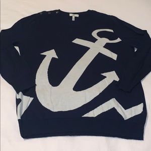 Joie navy anchor print cashmere blend sweater